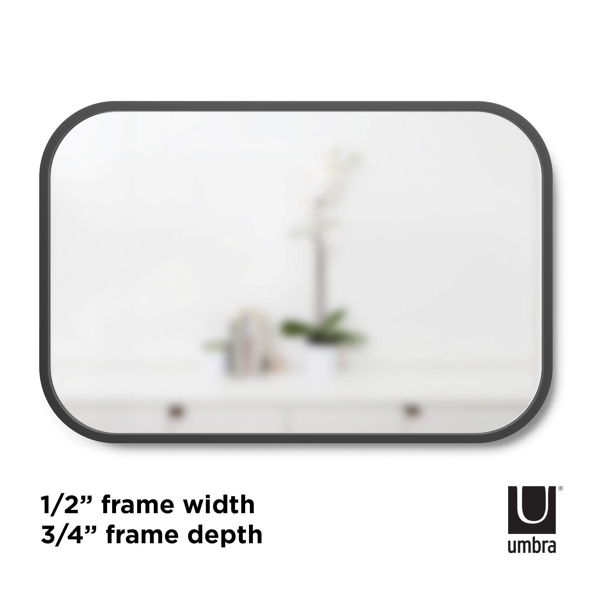 Umbra Umbra Hub Rectangular Wall Mirror with Rubber Frame, Modern Decor for Entryways, Washrooms, Living Rooms, Black