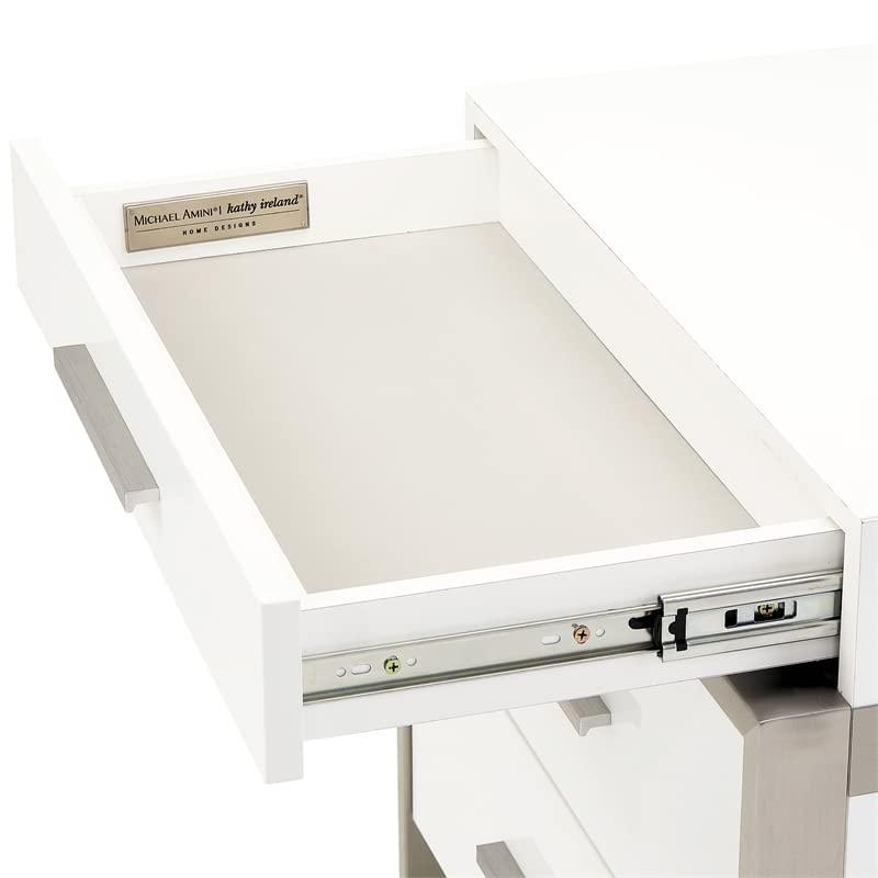 Michael Amini Michael Amini Marquee 3-Drawer Nightstand in Cloud White