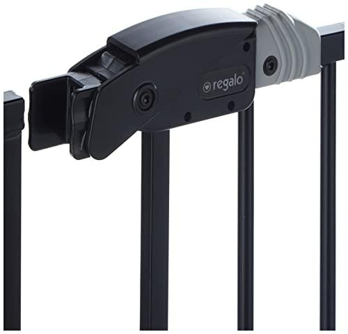 Regalo Regalo Easy Step Extra Tall Walk Thru Baby Gate, Bonus Kit, Includes 4-Inch Extension Kit, Pressure Mount Kit and Wall Cups and Mounting Kit, Black, 4 Count (Pack of 1)