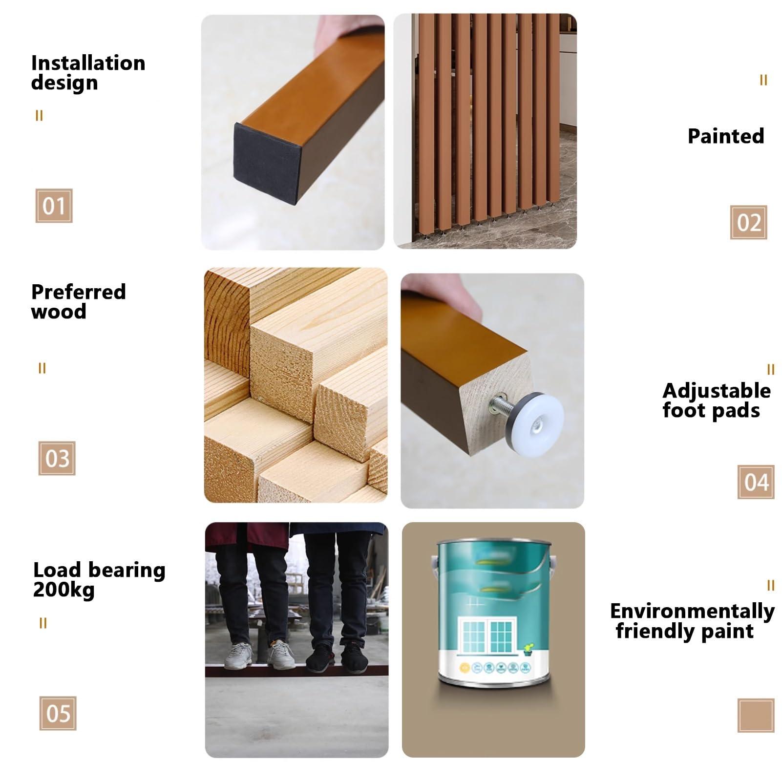 YUNSEU YUNSEU Wall Partition Room Divider Floor to Ceiling Wooden Slats Floor to Ceiling Room Dividers Room Divider Floor to Ceiling Wooden Slats,Washroom/Balcony/Stairwell/Entrance Privacy Screen, Black