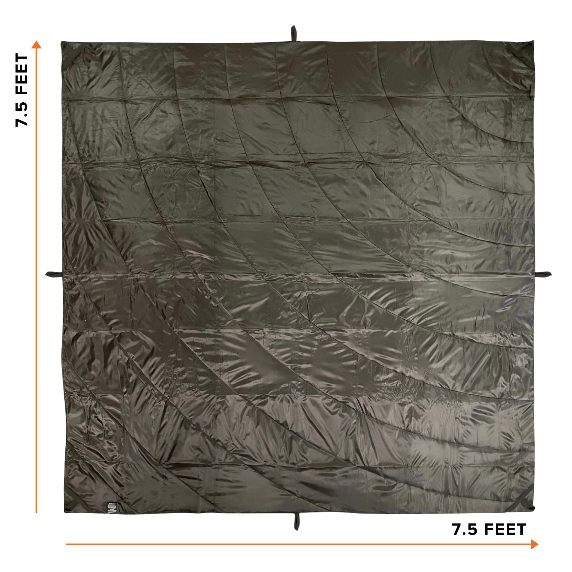 Arcturus Arcturus Plaid Wool Blankets in Green Buffalo - 4.5lbs Warm, Heavy, Washable, Large Bundle Large Insulated Woobie Camping Blanket in Black 7.5 x 7.5 FT