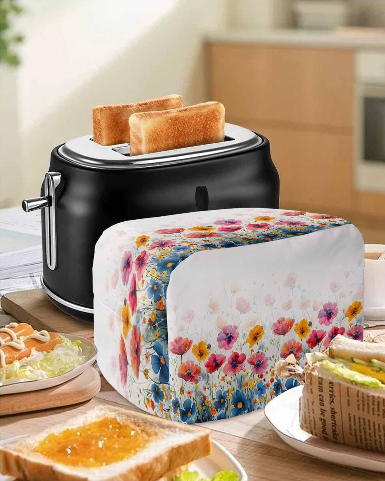Lsrtoss Lsrtoss Spring Floral Toaster Cover 4 Slice, Large Kitchen Appliance Covers, Pink Orange Flowers Summer Botanical Toaster Oven Cover with Loop, Bread Machine Cover Polyester Dust Cover Protection