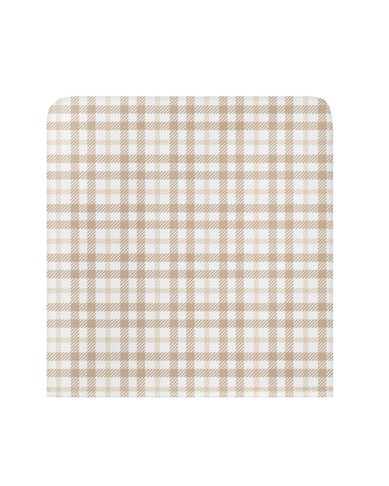 Savannan Savannan Dining Chair Back Covers, Autumn Farmhouse Light Brown Gingham Buffalo Check Plaid Chair Covers Chair Slipcovers Protective Covers for Holiday Party Festival Decoration, Set of 8