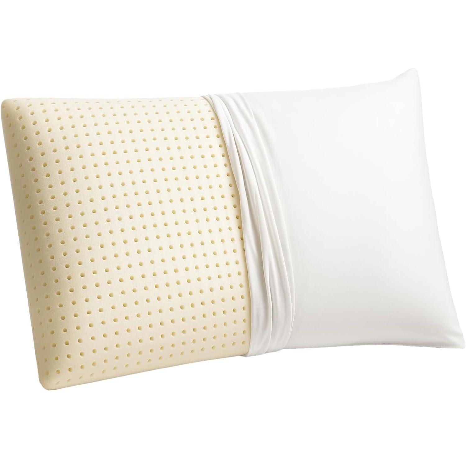 ORGANIC TEXTILES ORGANIC TEXTILES Talalay Natural Latex Pillow GOTS Certified Organic Cotton Cover (Queen Size, Plush)
