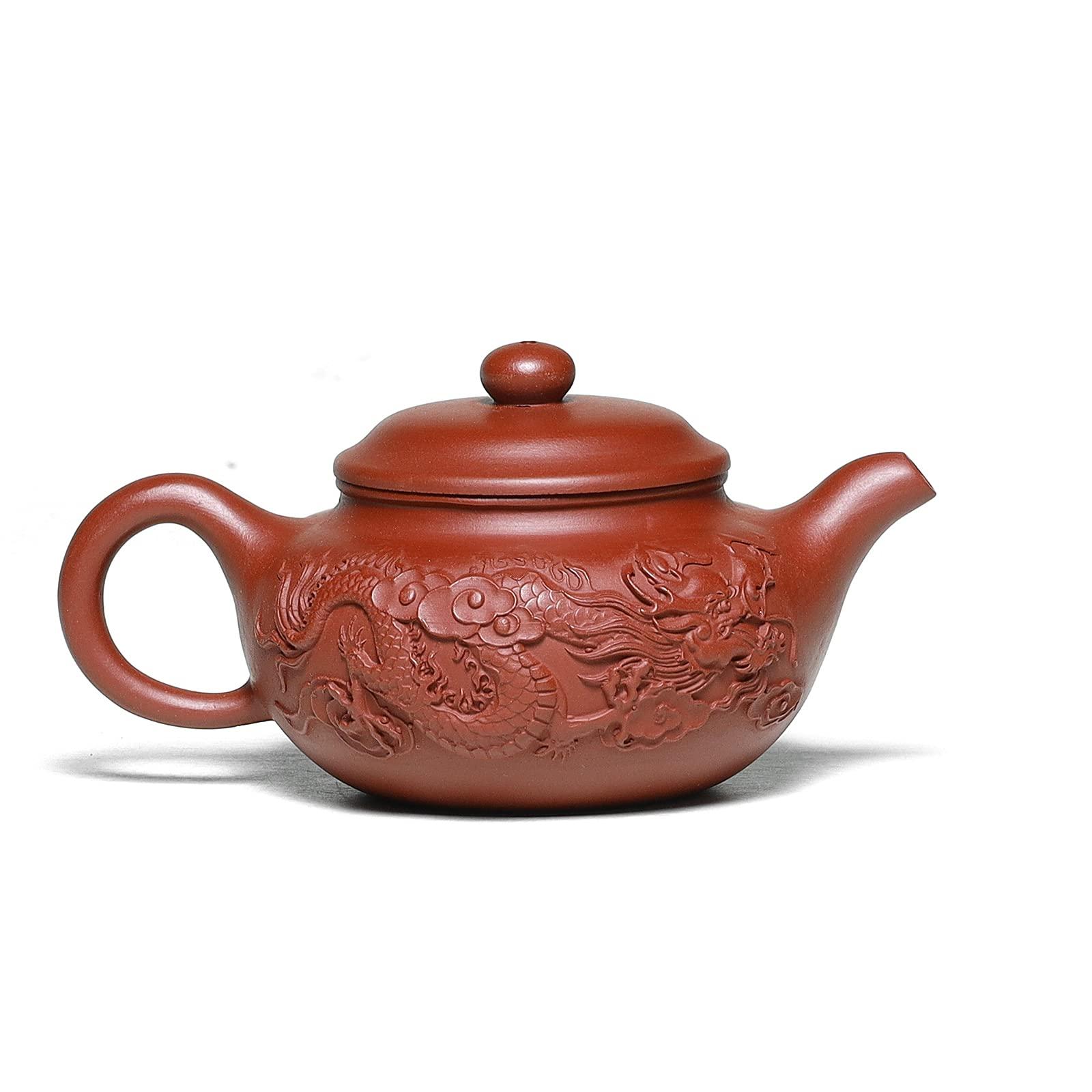 SILINE SILINE Zisha Teapot 8 Oz Yixing Clay Tea Pot with Filter,Handmade Dragon Relief Fanggu,Chinese Kung Fu Tea Maker Set