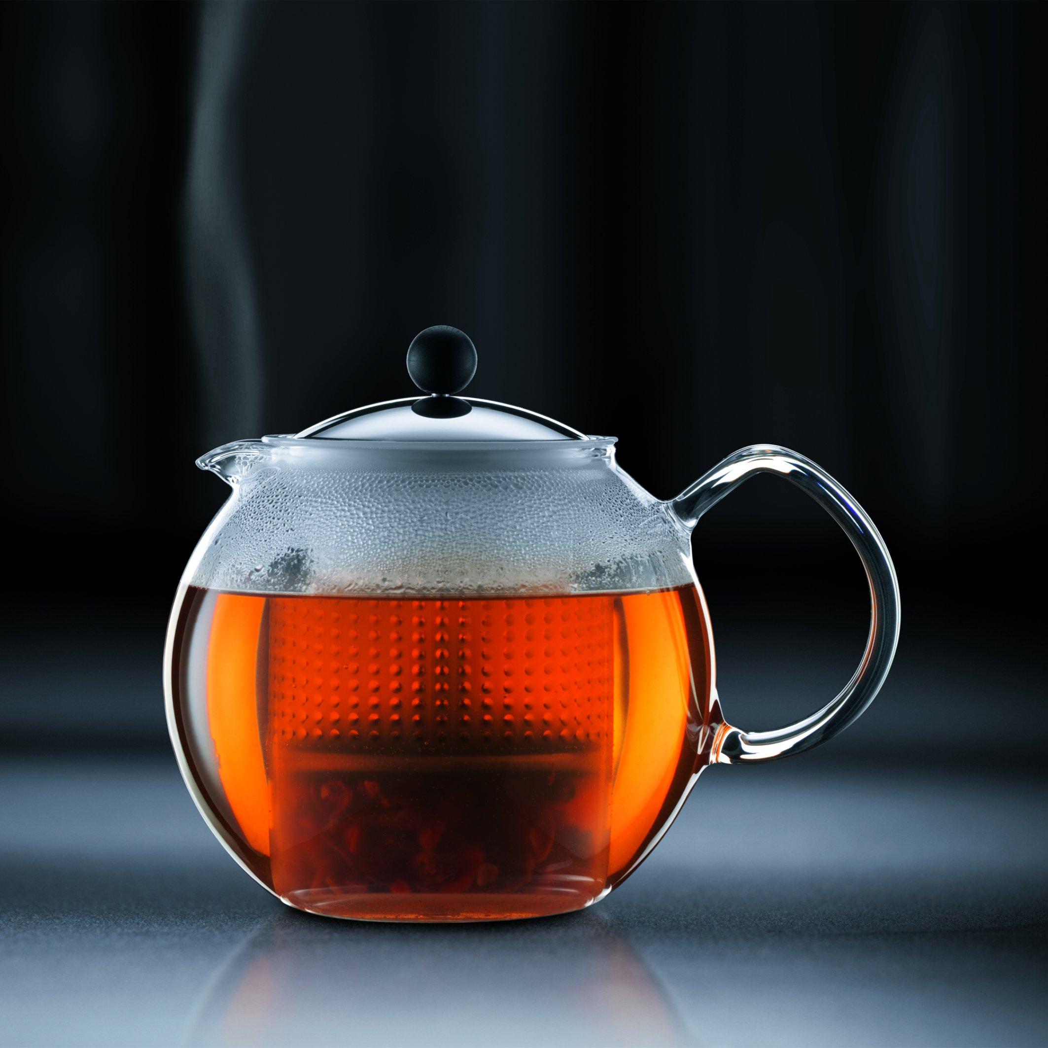 Bodum Bodum Assam Tea Press with Glass Handle and Coloured Plastic Lid, 1.0 L/34 oz - Black