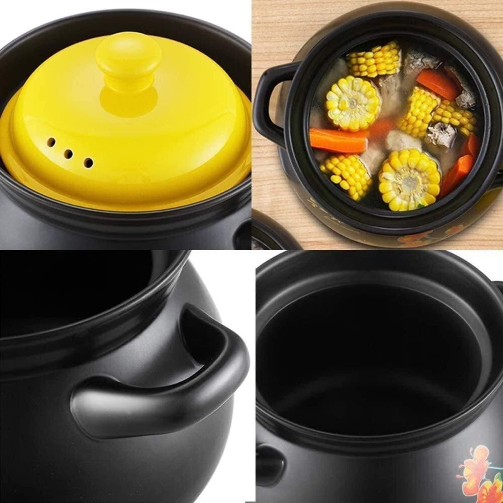 ZJXDPBF Casserole With lid, Cast Iron Pot with Lid, Non-Stick Cooking Pan, Casserole, Enameled Cast Iron Casserole Dish with Lid, Clay Casserole Pot Terracotta Stew Pot Clay Cooking Pot