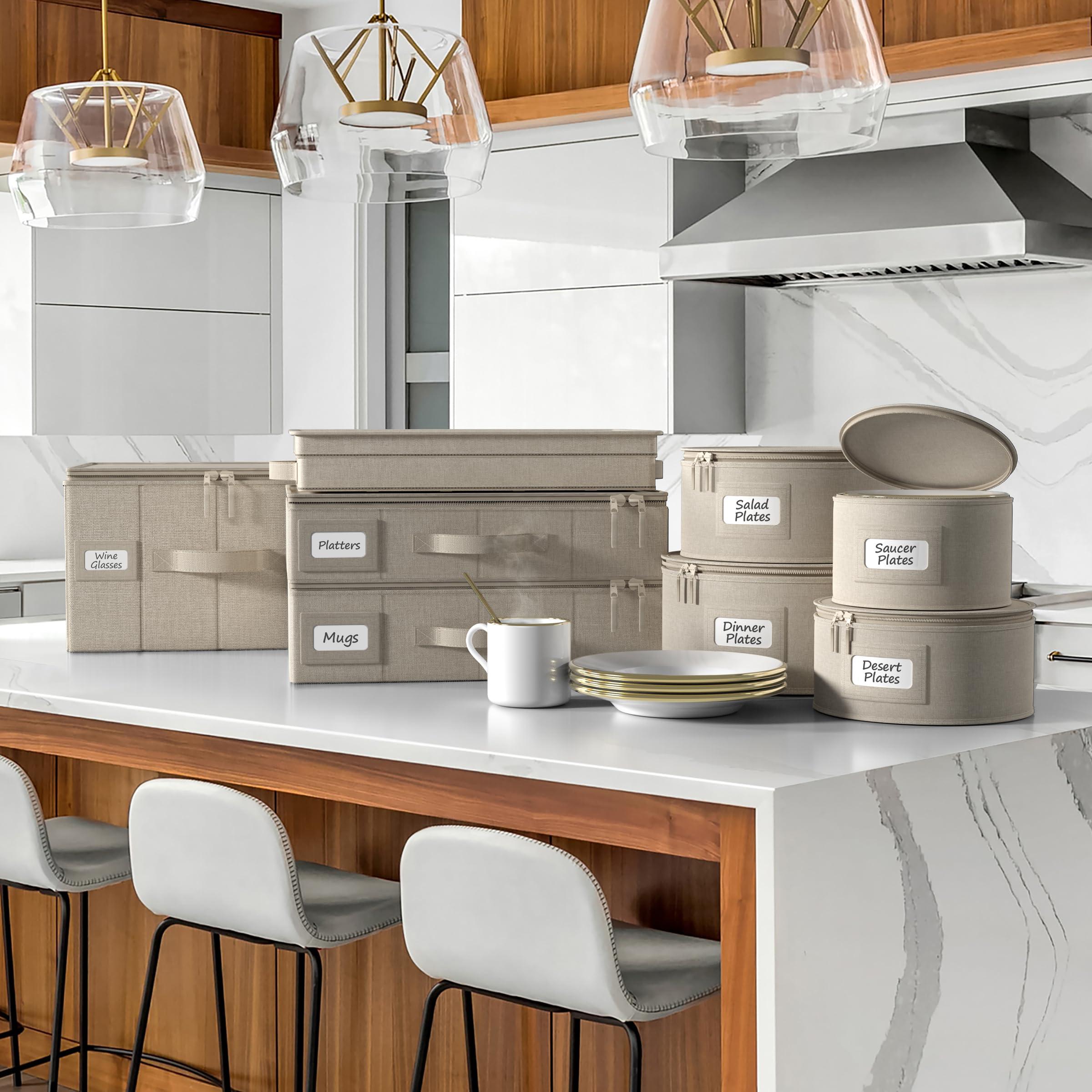 Sorbus Sorbus China Storage Containers Hard Shell - Glass & Dish Storage Containers for Transport, Moving, Party - 8 Pc Stackable Plate Storage Set for Dinnerware, Mugs, Cups - Felt Plate Protectors Included