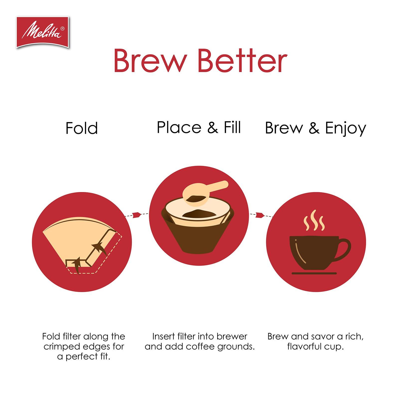 Melitta Melitta 2 Cone Coffee Filters, Unbleached Natural Brown, 100 Count (Pack of 3) 300 Total Filters Count - Packaging May Vary