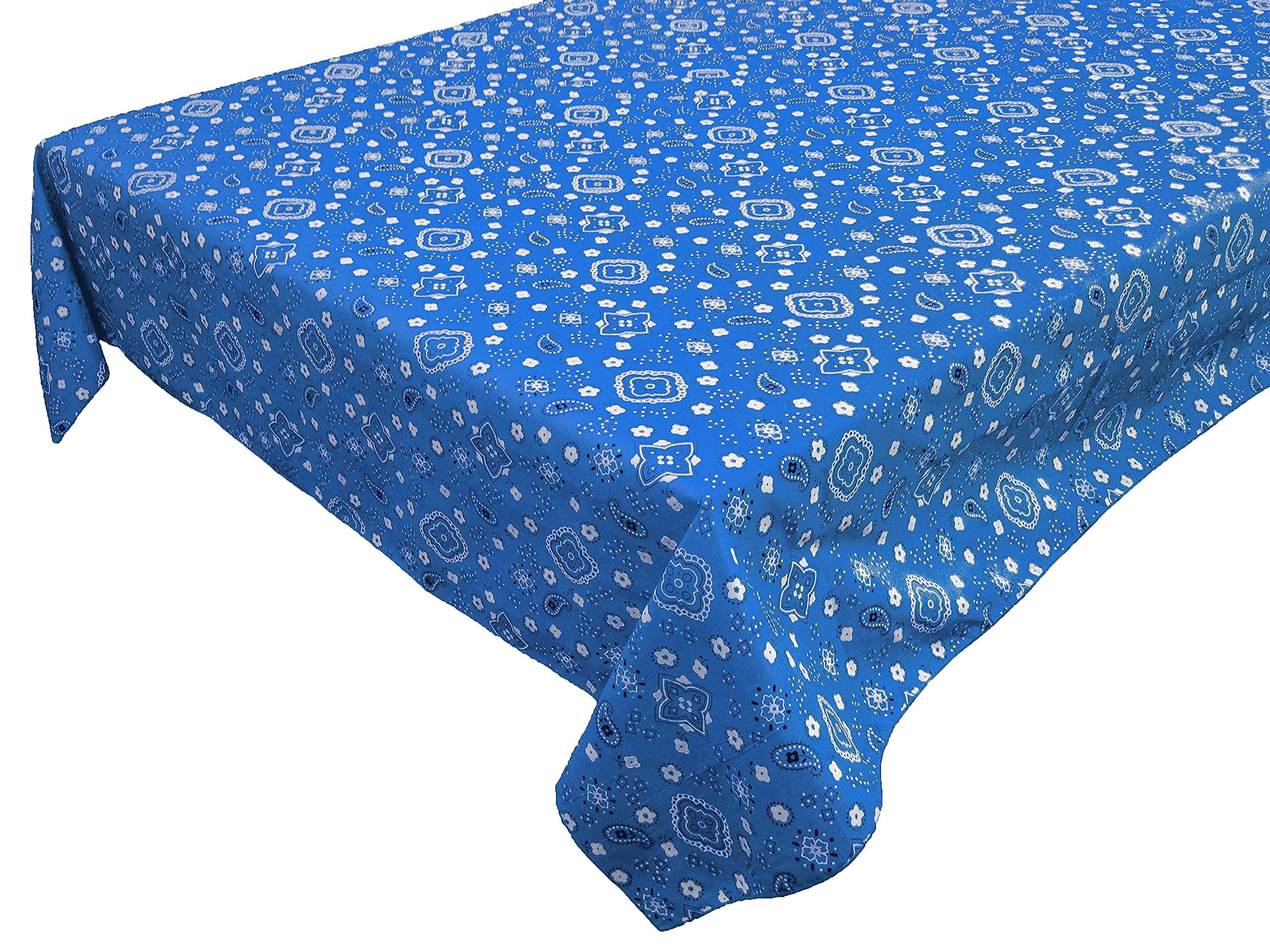 lovemyfabric lovemyfabric Poly Cotton Bandanna Print Tablecloth for Dinner, Special Events Birthdays/Baby Shower Wedding/Bridal Showe (58\"X132\", Royal Blue)