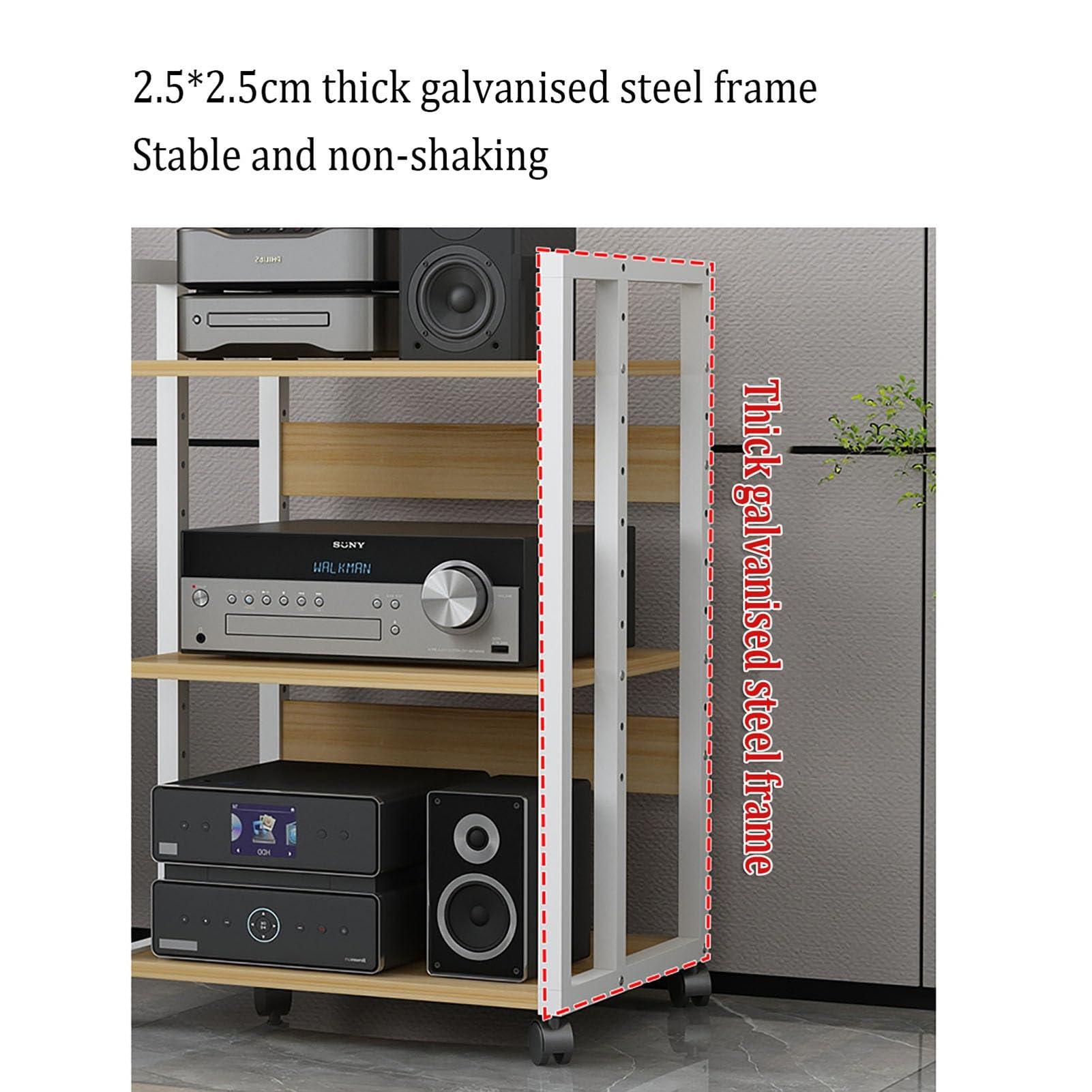 HOFSSI Media Storage Cabinet, 5-Tier Shelves Audio Video Media Stand Cabinet with Height Adjustable, for Store Cable Boxes, DVD Players, Streaming Devices, Home Theater Receivers,Black