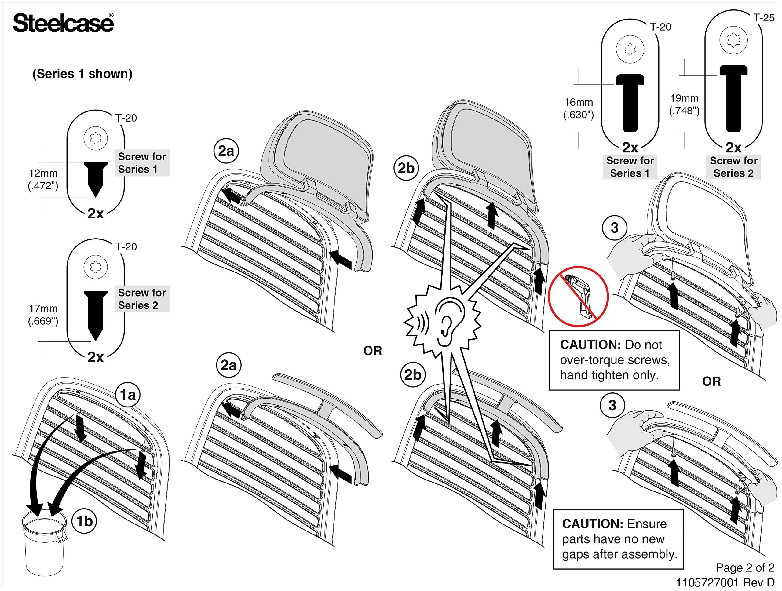 Steelcase Steelcase Series 1 Headrest ONLY, Graphite Frame with 3D Microknit Fabric (Royal Blue)