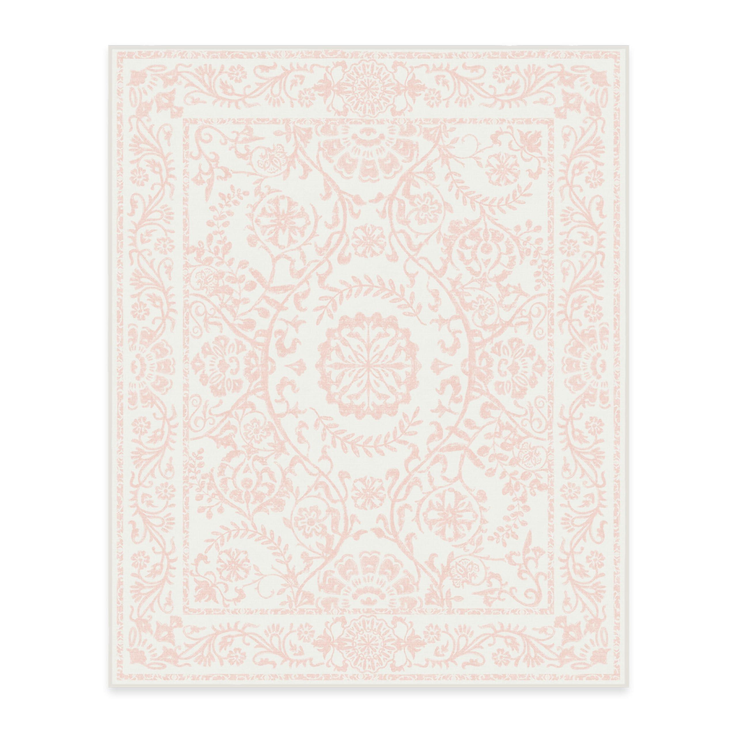 RUGGABLE Ruggable Washable 8x10 Large Area Rug, Delphina Powder Pink, Premium Rugs for Living Room, Bedroom, Kitchen, Office, Classroom with Gripper Non Slip Pad