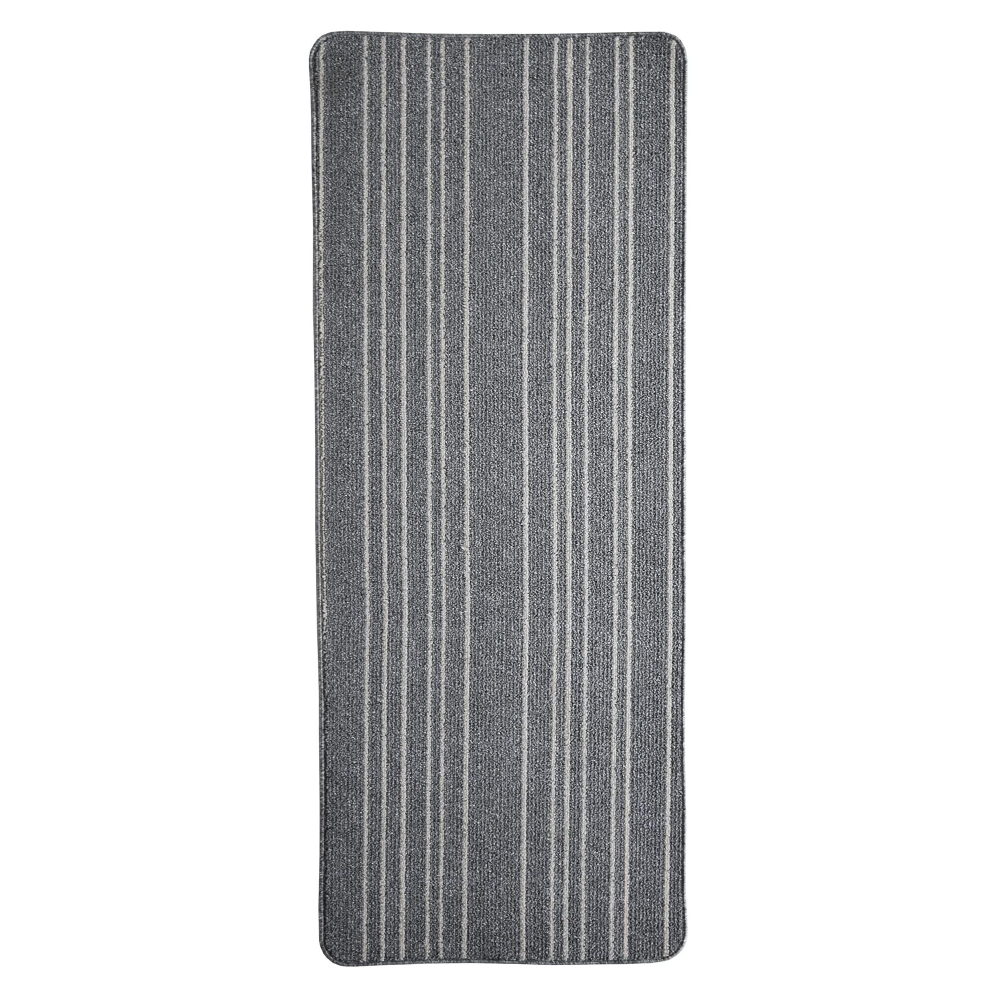 iCustomRug iCustomRug Striped Carpet Runner 24 Wide by Custom Length for Stairs and Hallways Finished All Sides 2' X 25' Silver