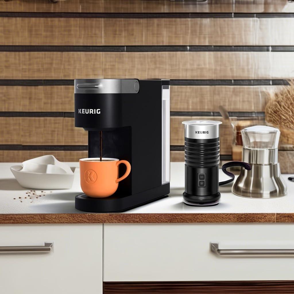 Keurig Keurig K-Slim Single-Serve K-Cup Coffee Maker, Black and Keurig Standalone Milk Frother, Black