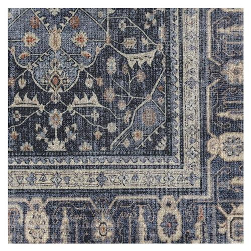 RUGGABLE Ruggable Washable 5x7 Area Rug, Alessia Dusk Blue, Premium Vintage Rugs for Living Room, Bedroom, Kitchen, Office, Classroom with Gripper Non Slip Pad