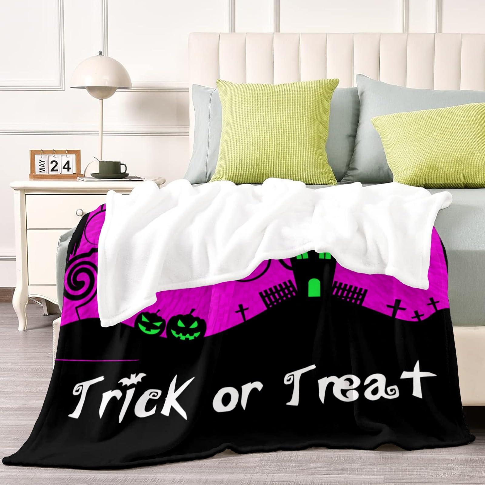 Customization of lover Custom Halloween Blanket Personalized Halloween Blanket with Name Picture Halloween Throw Blanket for Kids with Pumpkin Ghost