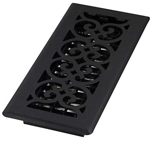 Decor Grates Decor Grates ST410 Scroll Design Floor Register, 4x10 Inches, Textured Black