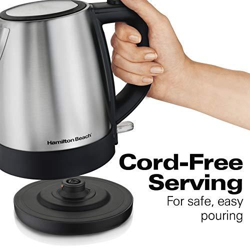 Hamilton Beach Hamilton Beach Electric Tea Kettle, Water Boiler & Heater, 1 L, Cordless, Auto-Shutoff & Boil-Dry Protection, Stainless Steel (40998)