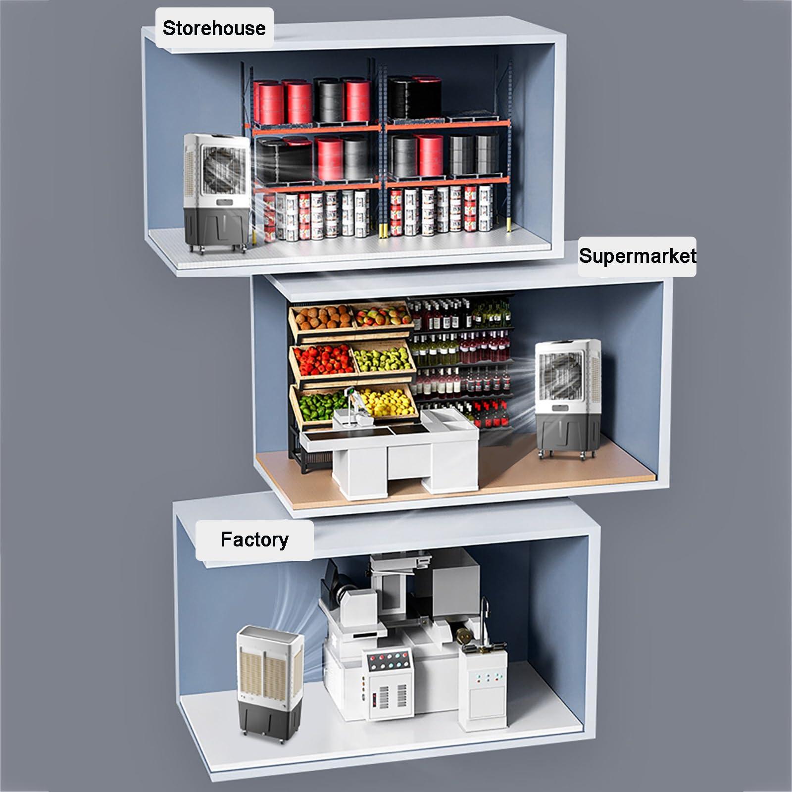 Yqyc Yqyc Industrial Strength Fan Cooler for Commercial, Office, Home - Portable Evaporative Air Cooler, Large Air Volume Industrial Air Conditioning Fan Water Cooling Fan and Caster Wheels with Brakes