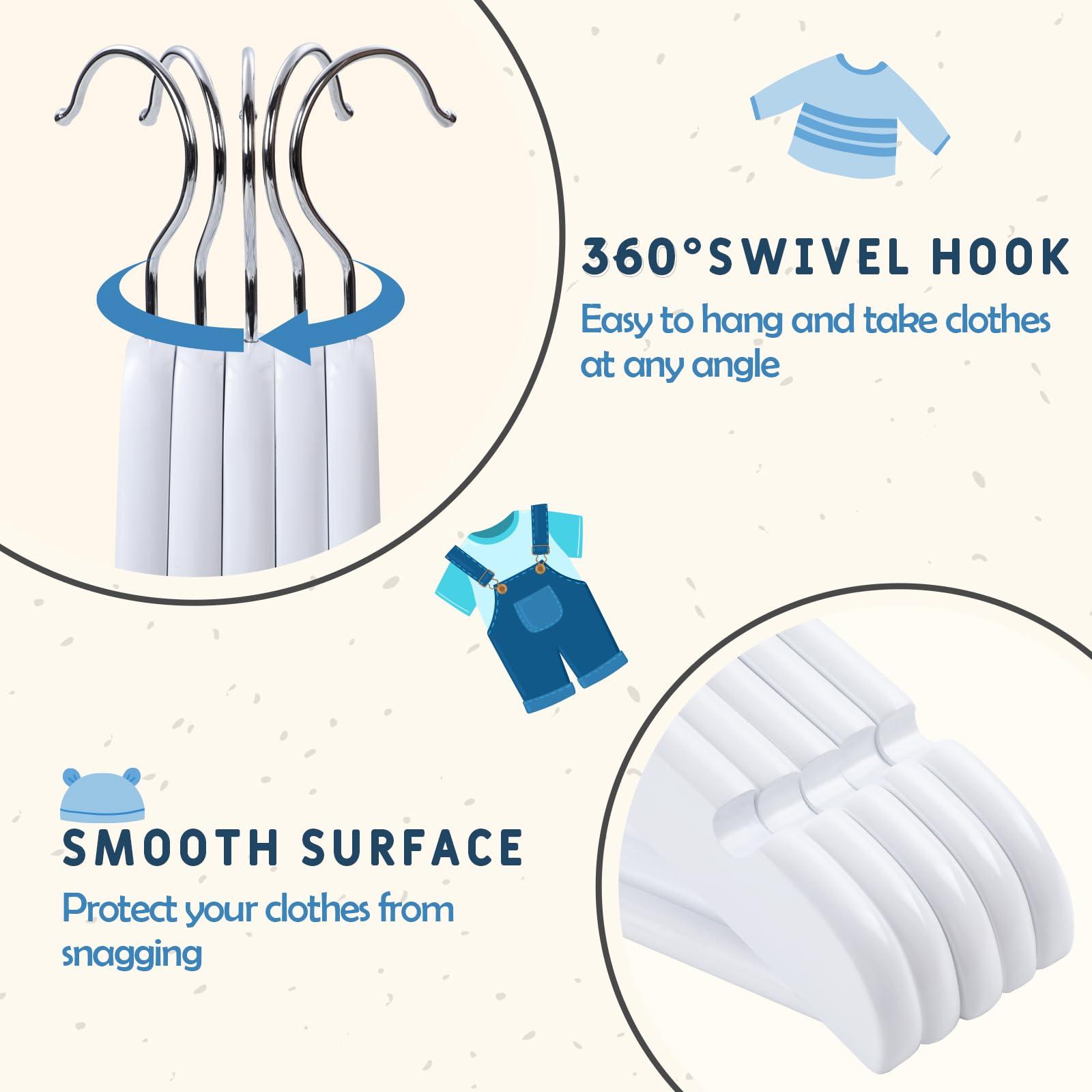 Edergoo Edergoo Kids Wooden Hangers 20 Pack, White Wooden Baby Hangers with Smooth Finish, Solid Wood Childrens Hangers for Clothes, Precisely-Cut Sleek Notches & Swivel Hook Baby Clothes Hangers for Closet