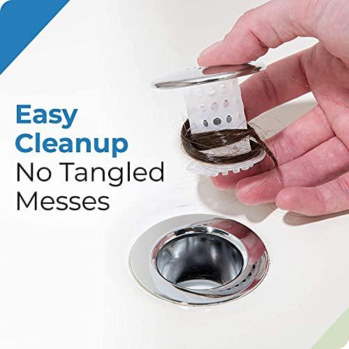 TubShroom TubShroom Tub Drain Hair Catcher, Chrome for Bathroom Drains, Fits 1.5 1.75 Bathtub and Shower Drains, White