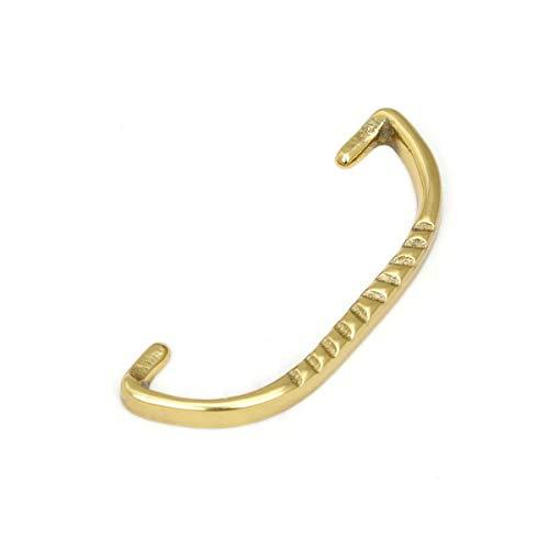 Renovators Supply Manufacturing Renovators Supply Victorian Brass Cabinet Bail Pull 3 3/4 Inches Long Solid Cast Brass Ribbed Style Drop Handle Dresser or Drawer Pulls with Adjustable Boring Includes 2 Eyebolts and 2 Nuts Pack of 2