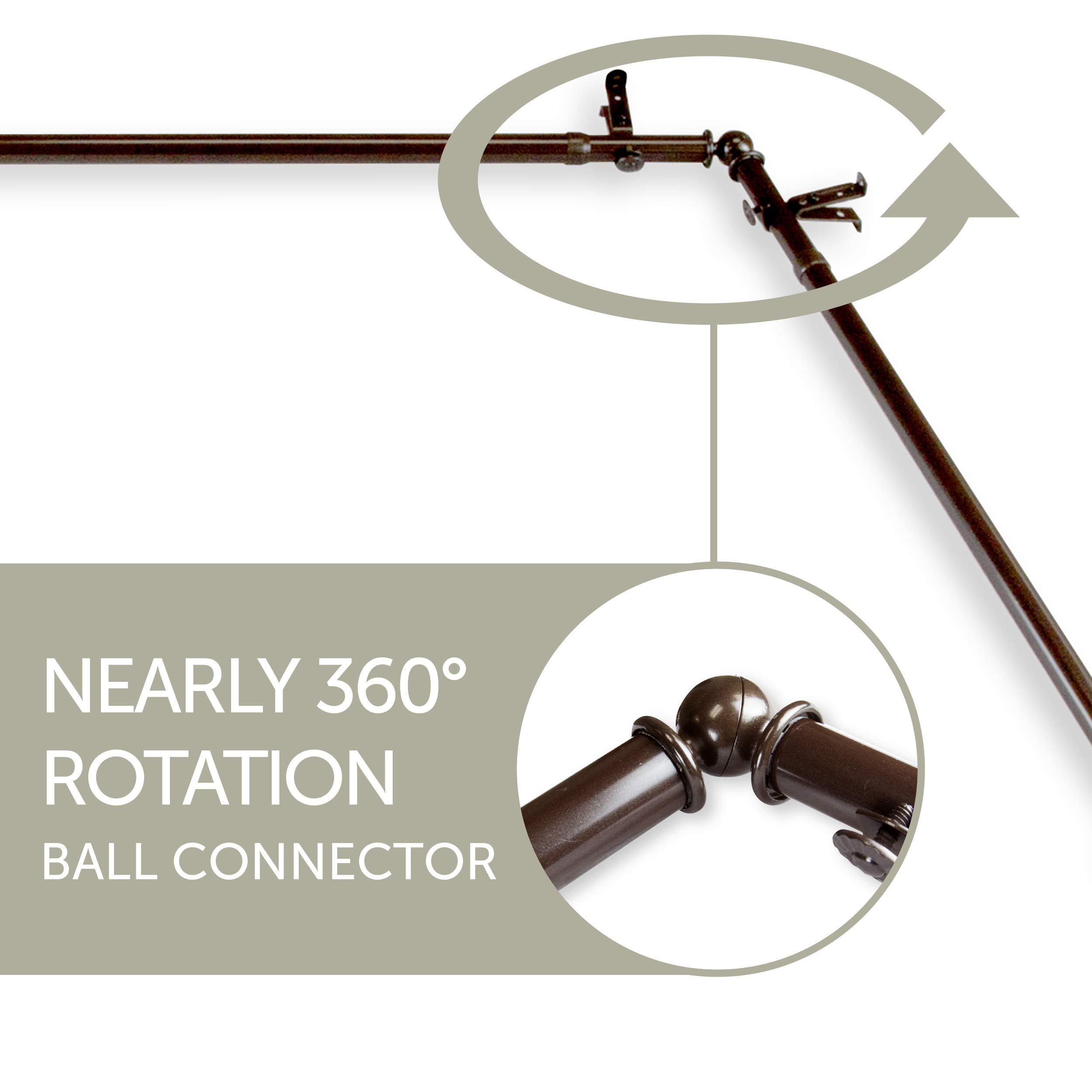 Rod Desyne Rod Desyne 13/16" Moyat Bay Window Double Curtain Rod, 20-36", 38-72", Cocoa