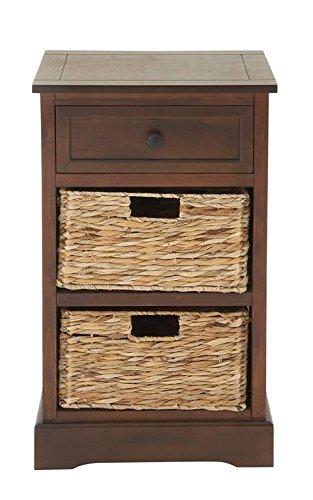 Deco 79 Deco 79 Wood 2 Baskets and 1 Drawer Storage Unit, 16" x 13" x 28", Brown
