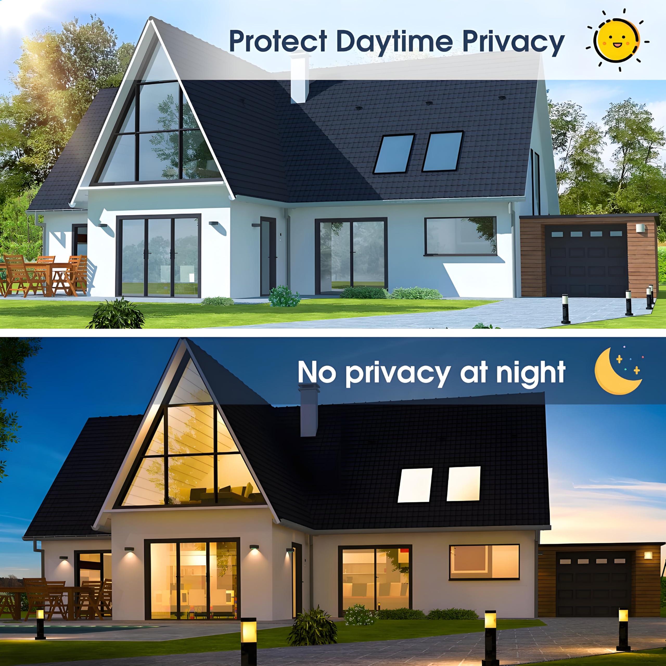 Coavas Coavas One Way Privacy Window Film, Daytime Window Film See Out Not in, Reflective Window Tint Heat Blocking, Static Cling for Home Office, 35.4 Inch X 9.8 Feet