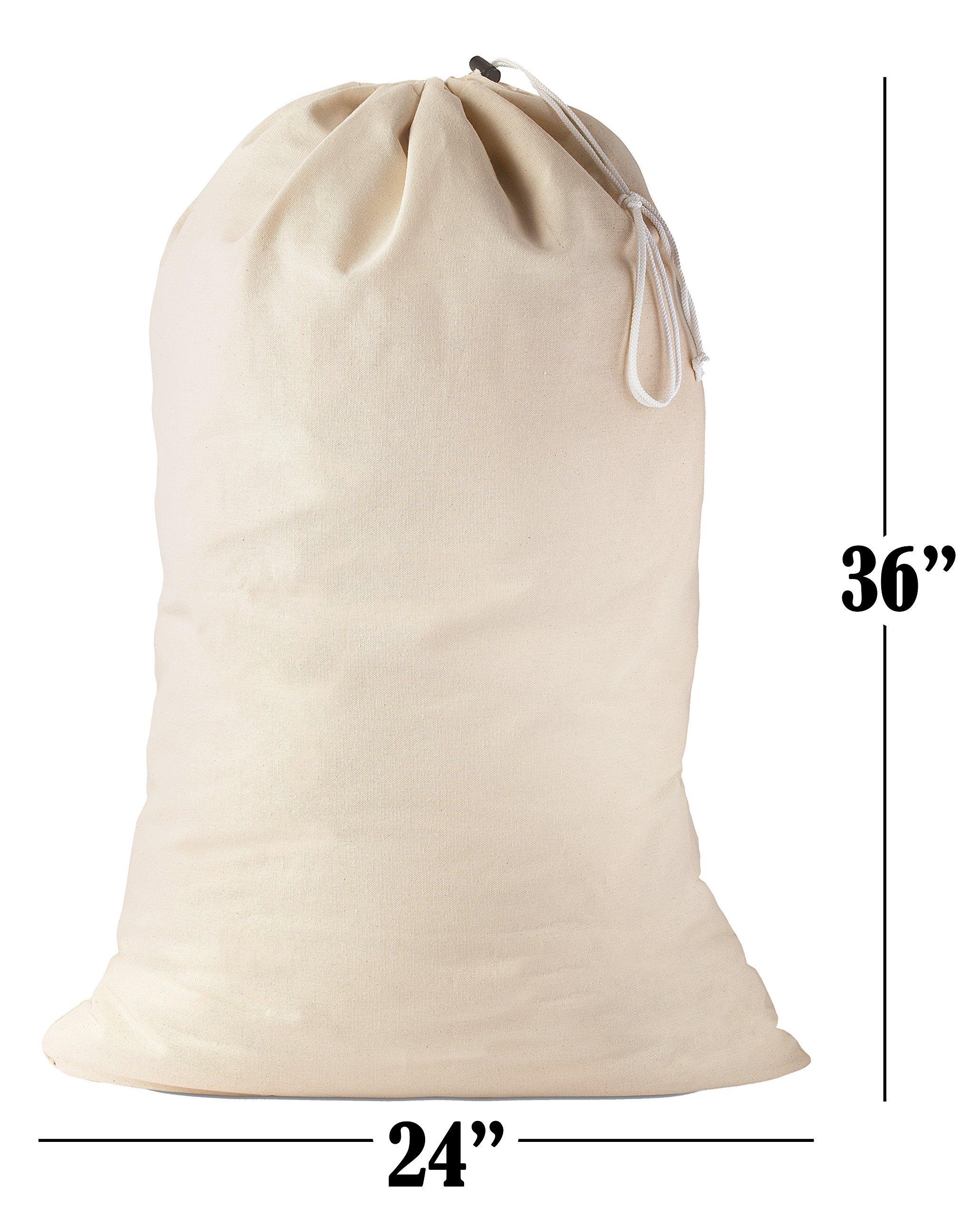 Handy Laundry Handy Laundry Cotton Bag, 2 Pack - 24\" x 36\" - Sturdy, 100% Cotton, Locking Drawstring Closure for Easy Carrying, Perfect Laundry Bag for College Students Living in Dorms.