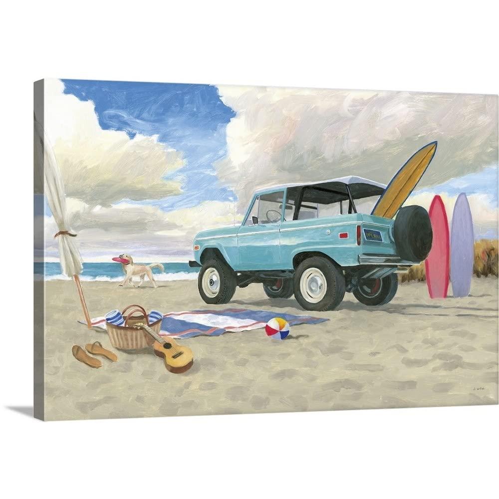 CANVAS ON DEMAND CANVAS ON DEMAND Beach Ride I Canvas Wall Art Print by James Wiens, Coastal, Home Decor, Dog, Wildlife Artwork, 36\"x24\"