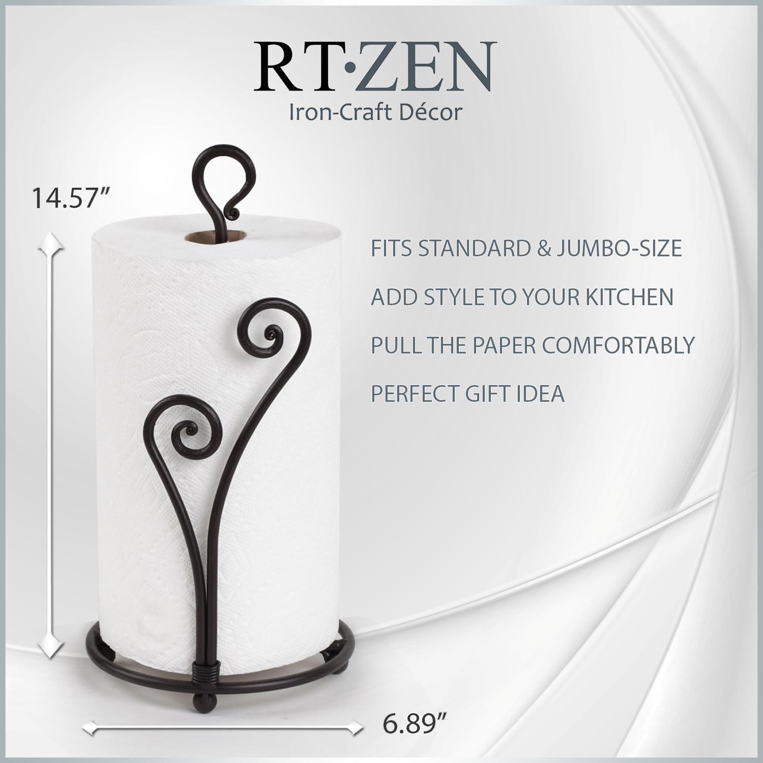 RTZEN RTZEN Matte Black Paper Towel Holder Countertop - Decorative Farmhouse Paper Towel Roll Holder - Rustic Metal Modern Stand for Kitchen or Bathroom (Heart Shaped)
