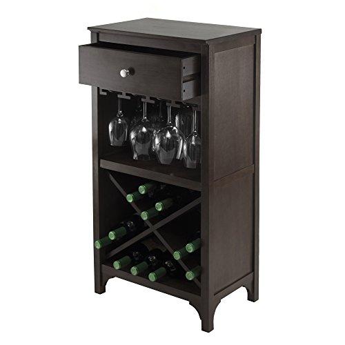 Winsome Winsome Ancona X Shelf Modular Wine Cabinet With 1-Drawer, Glass Rack, Dark Espresso (92745)