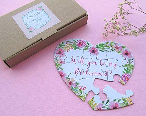 TwoCrewDesign Bridesmaid Proposal Set of 4 Puzzles, Will You Be My Bridesmaid Puzzle, Bridal Proposal Box, Bridesmaid and Maid of Honor Proposal Set Card