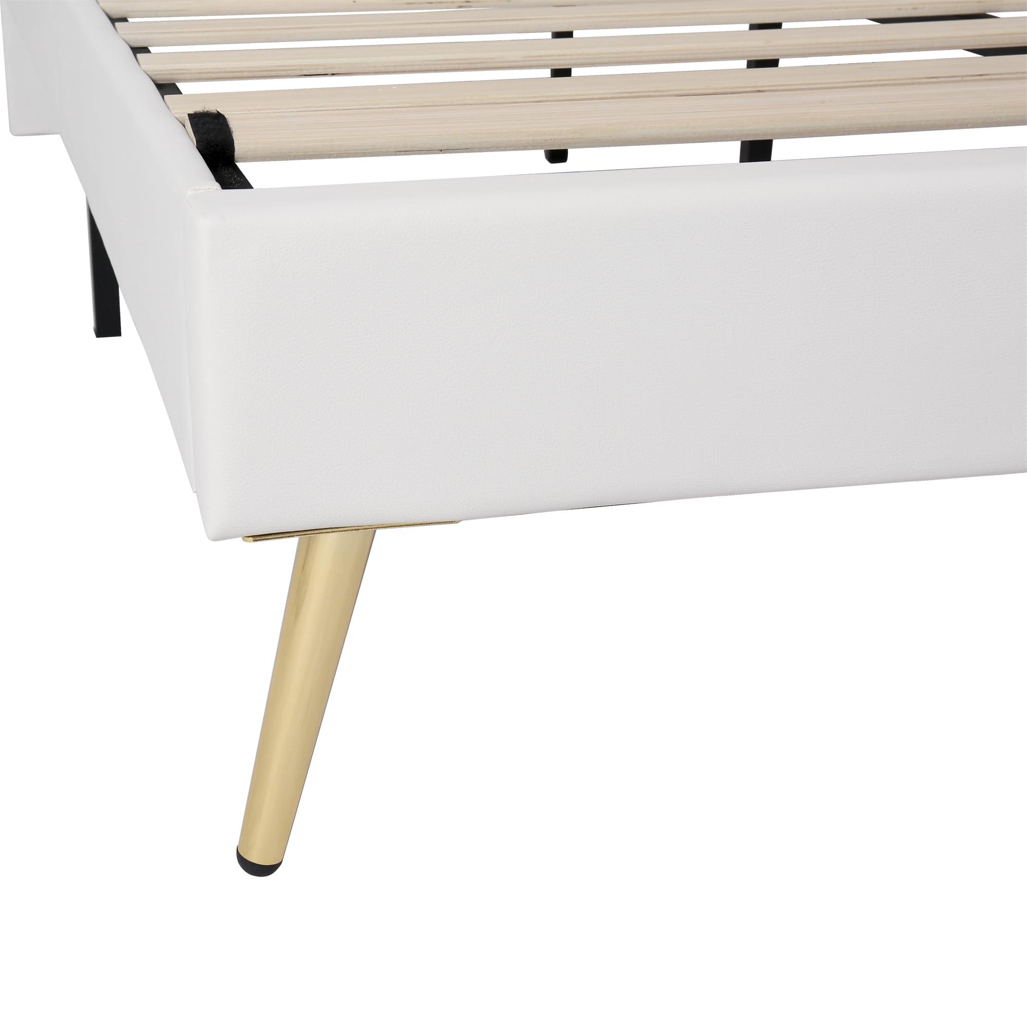 Bellemave Crown Headboard Full Size Princess Bed for Girls,Upholstered Full Bed Frame with LED Lights for Kids,Full Bed for Girls,Adjusted Headboard(Full,White)