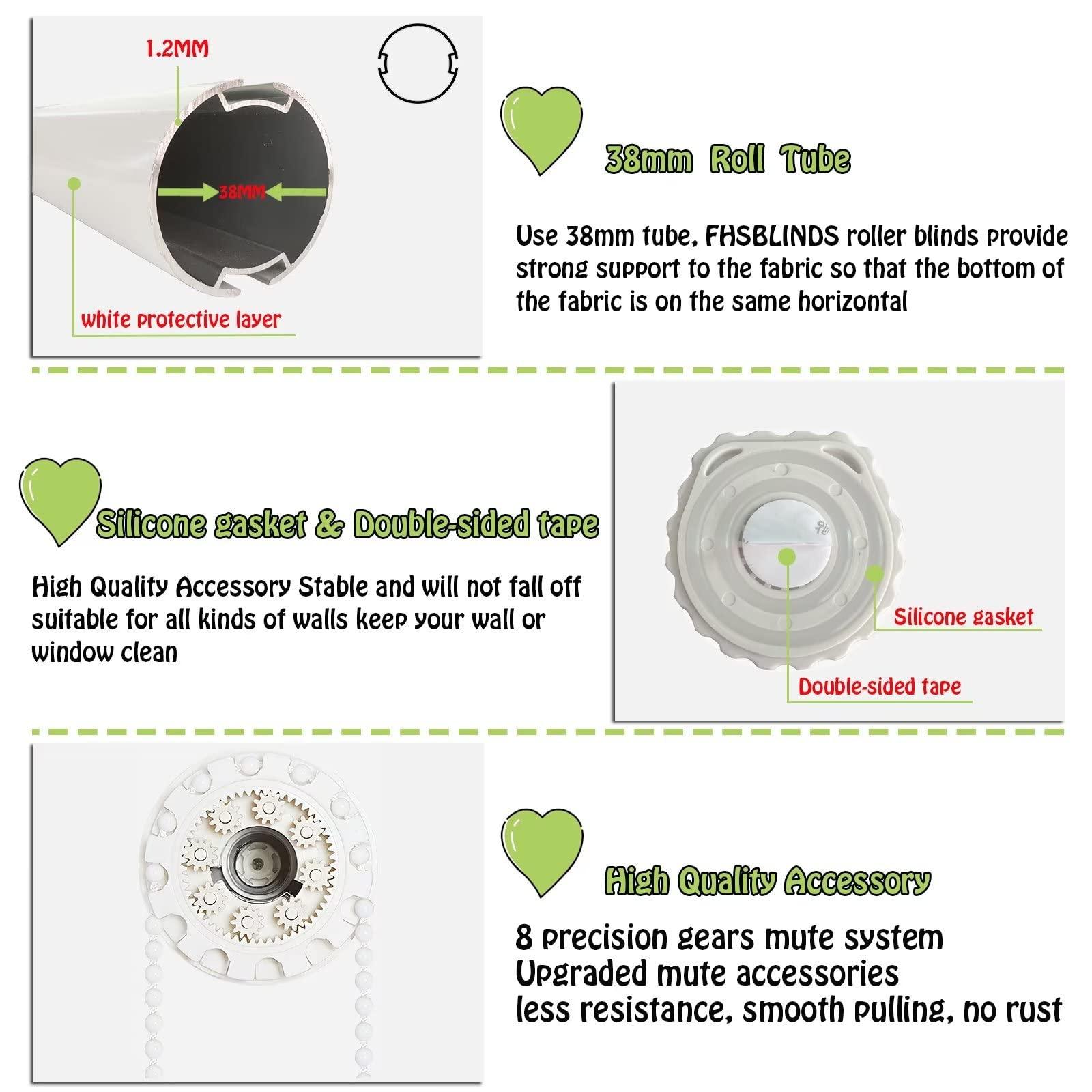 fhsblinds FHSBLINDS No Tool No Drill Blackout Window Blinds & Shades for Home Custom Roller Window Shades-Room Darkening Waterproof Blinds for Windows Kitchen Bedroom (Khaki 100% Blackout, 30" W x 96" H)
