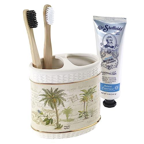 Avanti Linens Avanti Linens - Toothbrush Holder, Ceramic Bathroom Accessories, Tropical Inspired Home Decor (Colony Palm Collection)