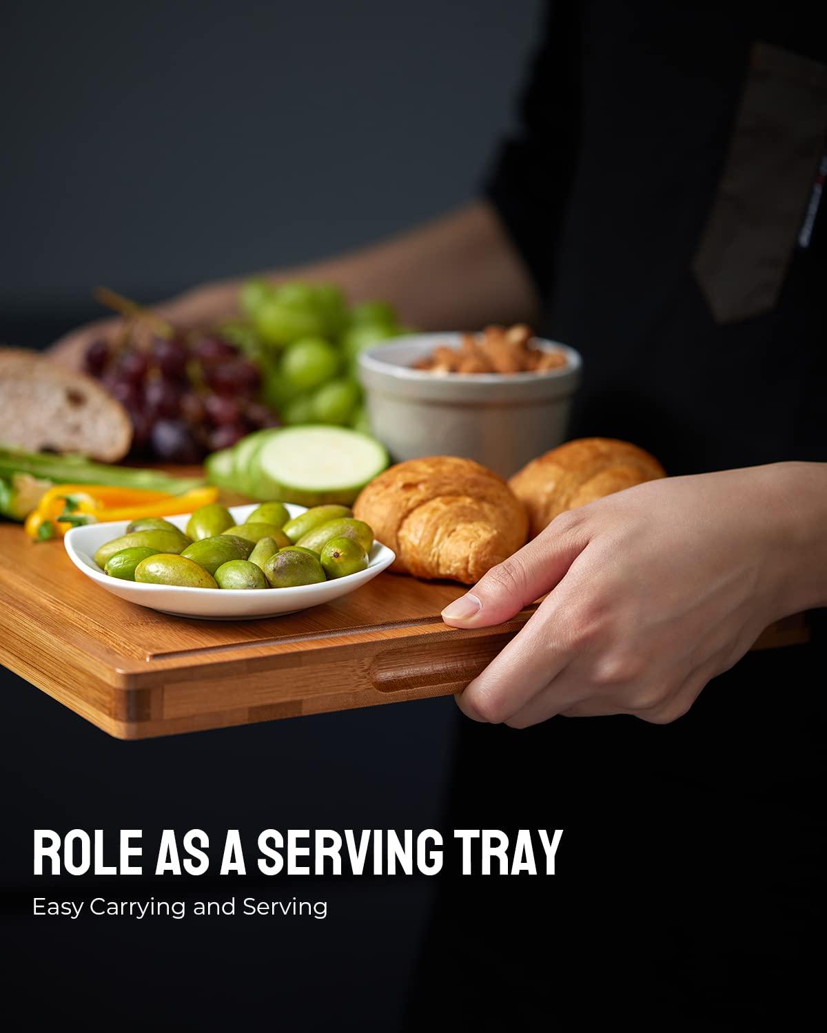 BEZIA Extra Large Cutting Boards for Kitchen, XXL Reversible Large Bamboo Cutting Board, Carving Board Cheese Board with Deep Groove, Kitchen Chopping Board for Meat, Vegetables, Fruit, Turkey