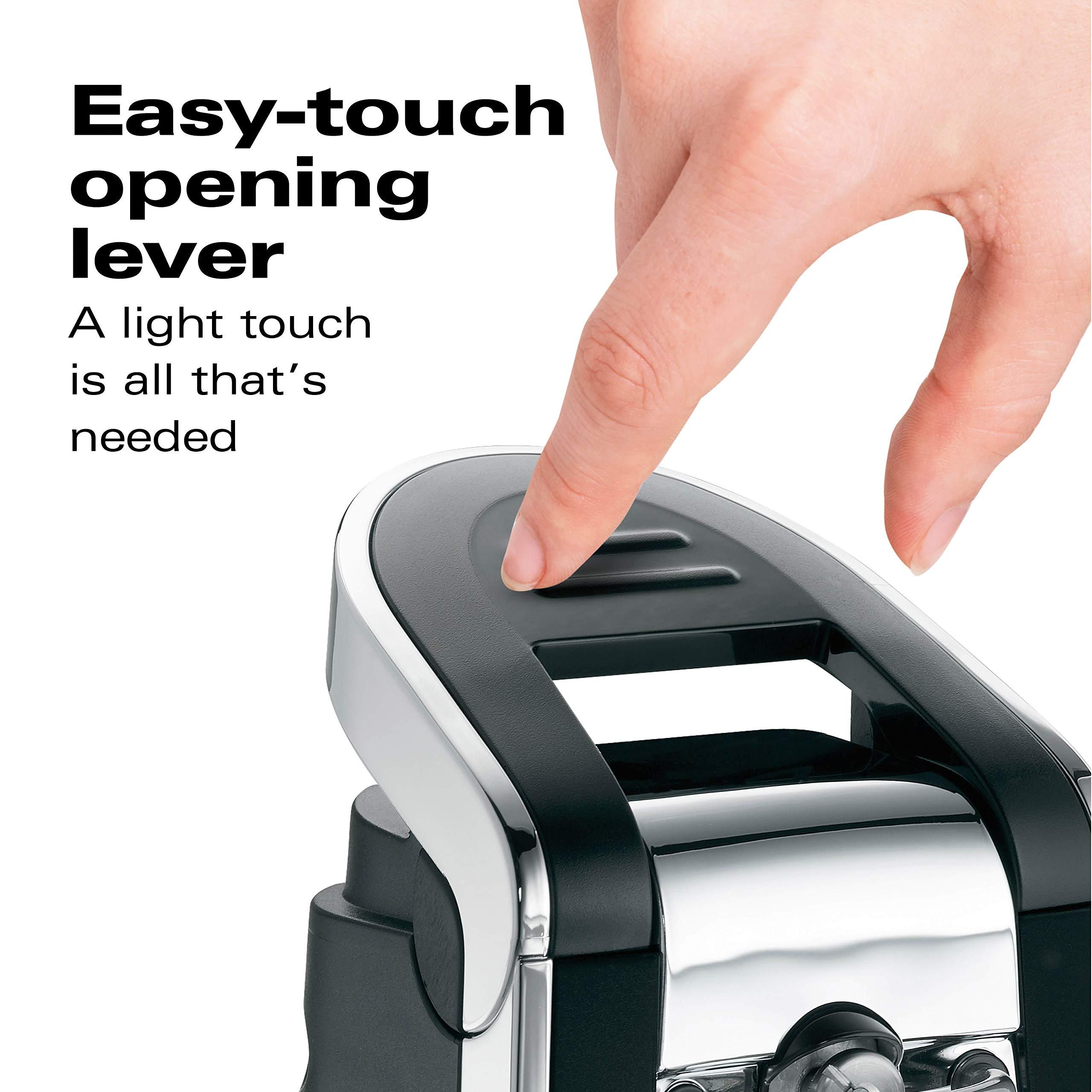 Hamilton Beach Hamilton Beach Smooth Touch Electric Automatic Can Opener with Easy Push Down Lever, Eliminates Sharp Edges, Opens All Standard-Size and Pop-Top Cans, Extra Tall, Black and Chrome (76606AG)