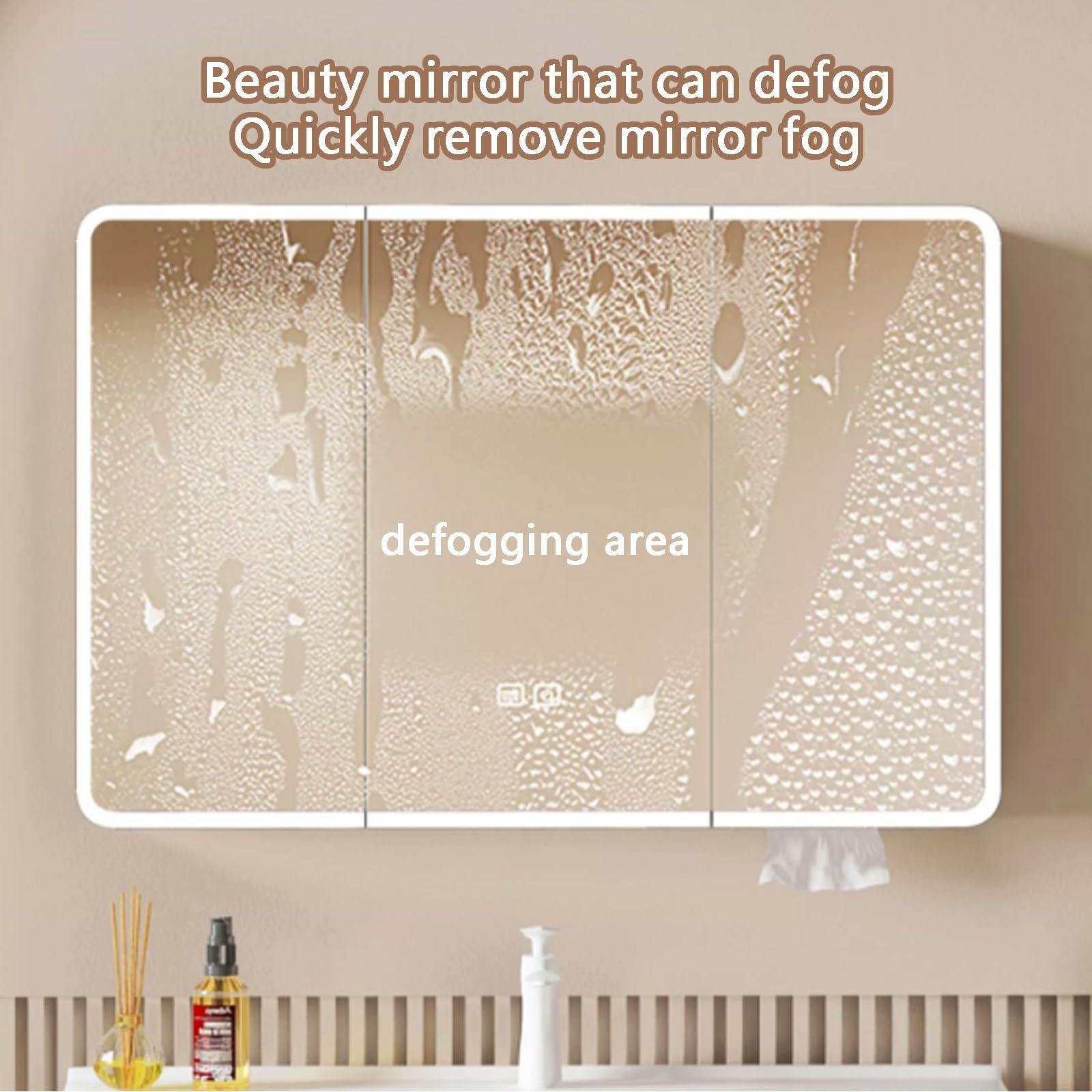 YITAYMLI Led mirror medicine cabinet,bathroom medicine cabinet with mirror and lights,Aluminum bathroom mirror with storage wall mounted,Intelligent defogging,bathroom vanity mirror,touch control,Stepless dimm