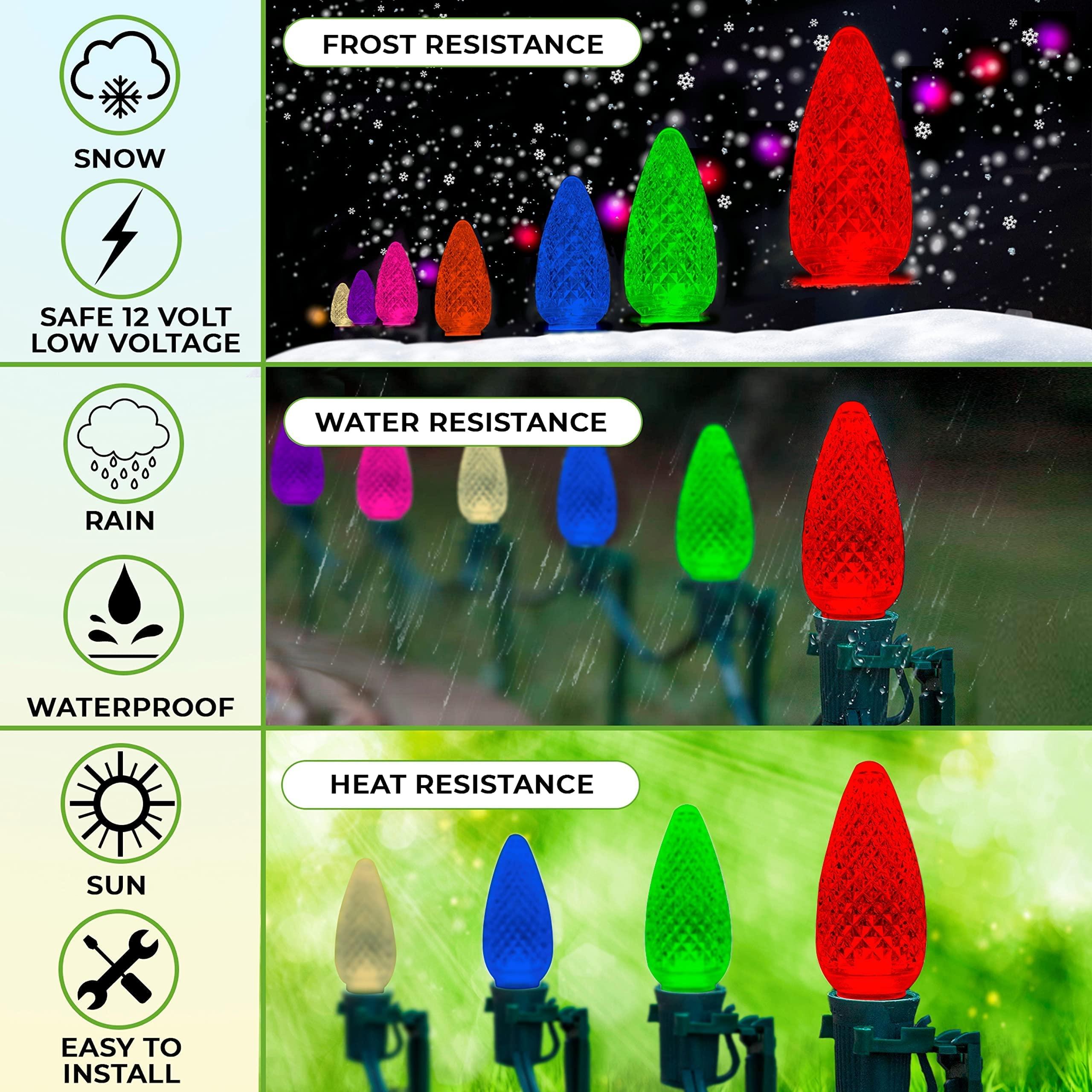 MIK Solutions MIK Solutions C9 LED Bulb (Pack of 25) LED RED Replacement Christmas Light Bulbs Faceted Retrofit Candle Shape Commercial Grade E17 Socket Roof Lights Bulbs