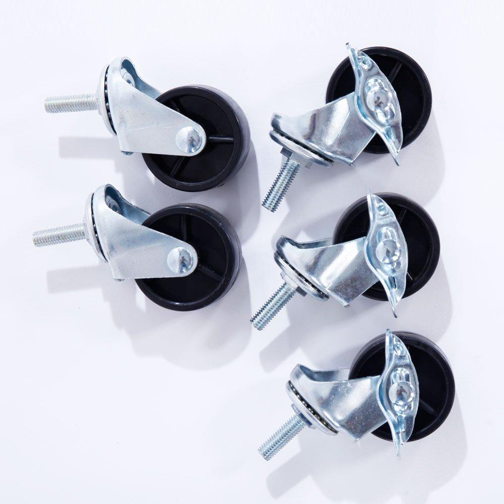 Loyaltaling 6 Layer Standing Shelf Units, Polygonal Corner Shelf, Metal Storage Standing Rack with Wheels Wire Shelving Unit for Kitchen Garage and Living Room (Black)