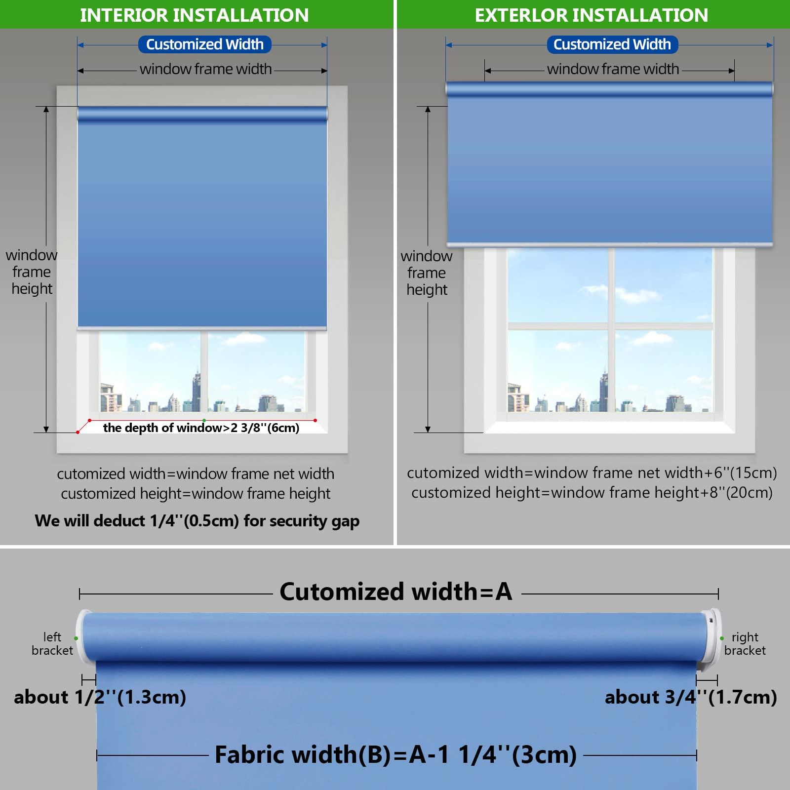 ZSTARR Motorized Blackout Window Blinds Customize Width (21-92 in) Remote Control Wireless and Rechargeable Roller Shades Blinds for Windows, Home, Office, Living Room, Master Room, Restaurant (Dark Blue)