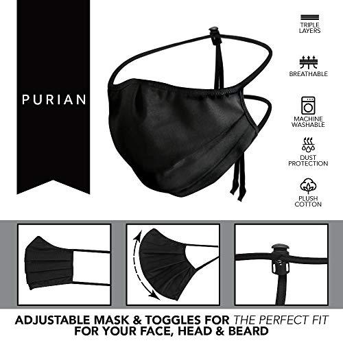 PURIAN PURIAN Big Mask Adult XL (Extra Large) Beard Mask for Men, Face Mask with Black Straps include Quick Fit Cord Lock Toggles for All Day Use