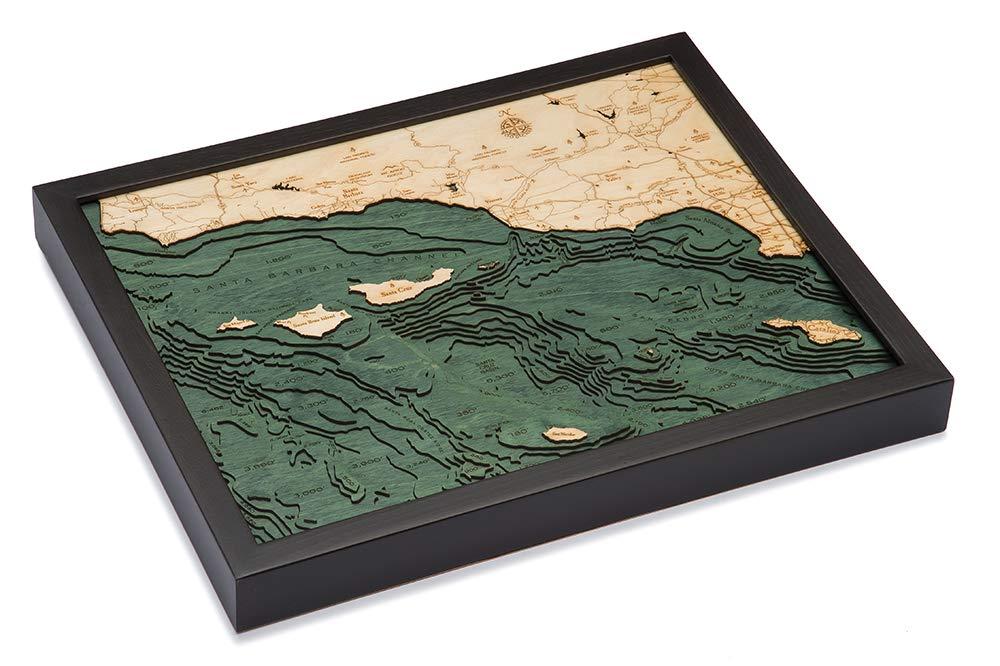 WOODCHART Santa Barbara/Channel Islands 3-D Nautical Wood Chart, 16\" x 20\"