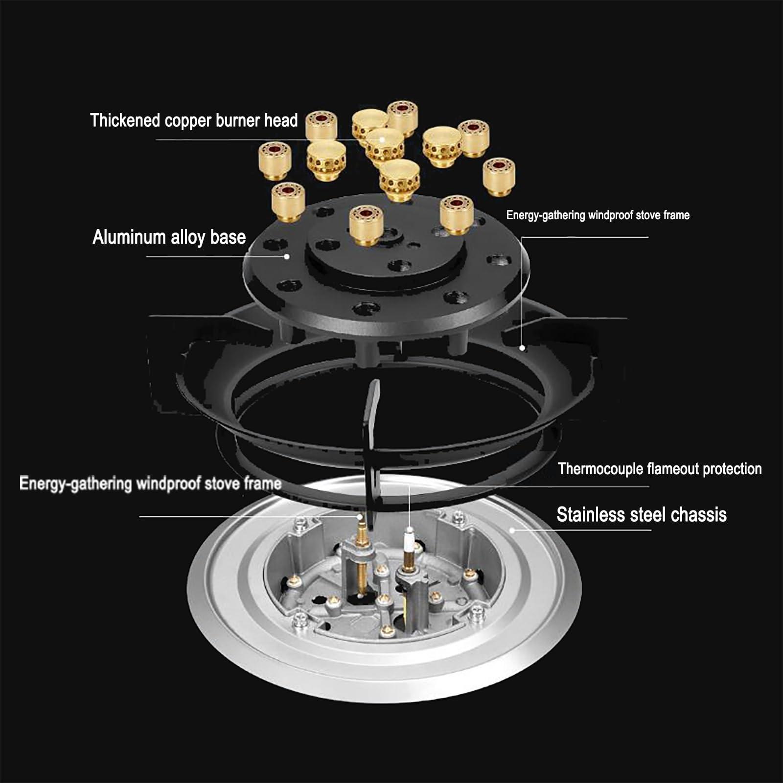 THEGA 5.2KW Gas Cooker - Portable Gas Stove, Tabletop And Flush-mounted Pulse Electronic Ignition Gas Ranges, Touch Control Double Burner Gas Cooker With Timer Function, Easy Clean Stove Gas Stove(LPG)