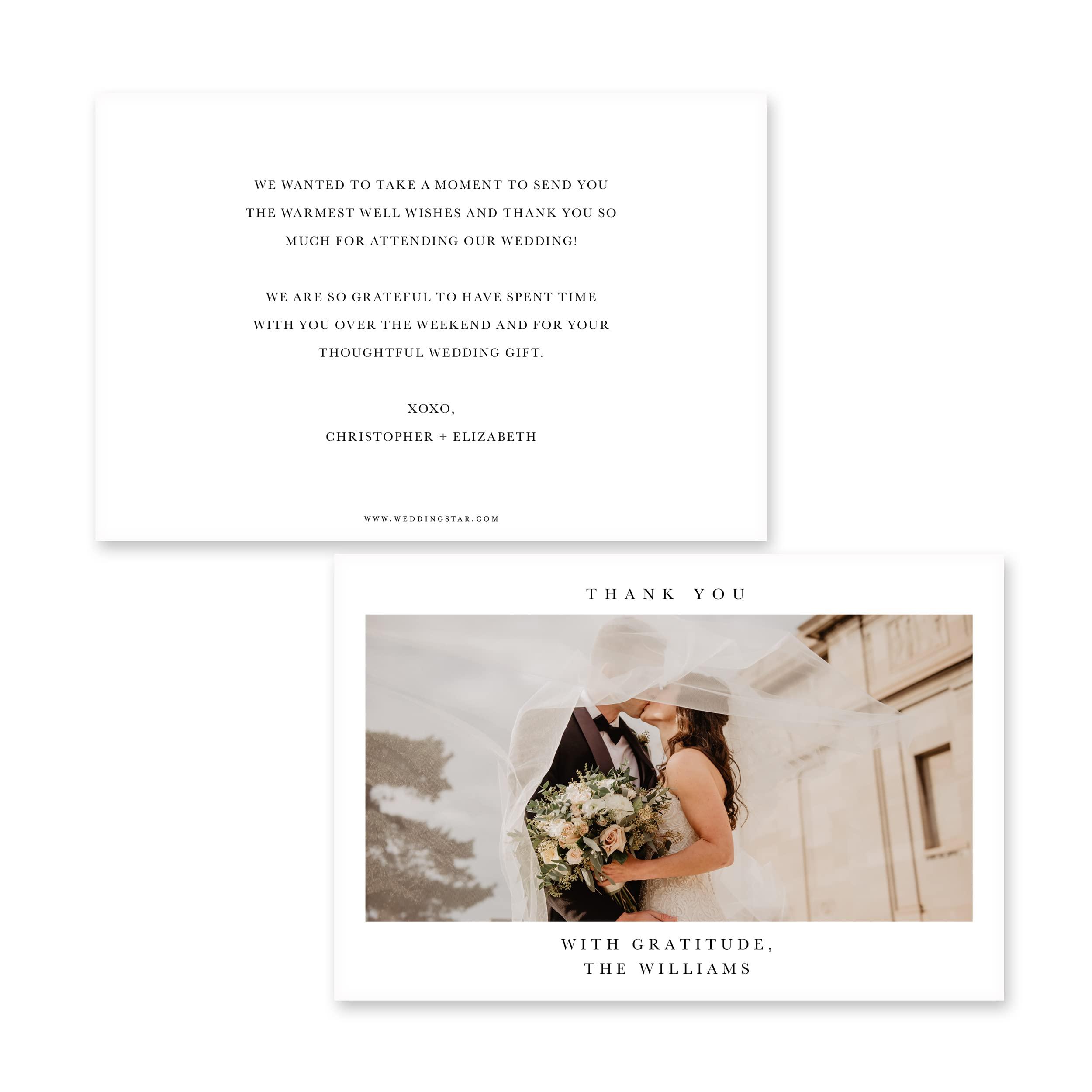 WEDDINGSTAR WEDDINGSTAR Custom Printed Photo Thank You Cards - Timeless Snapshot - Horizontal (Pack of 120)