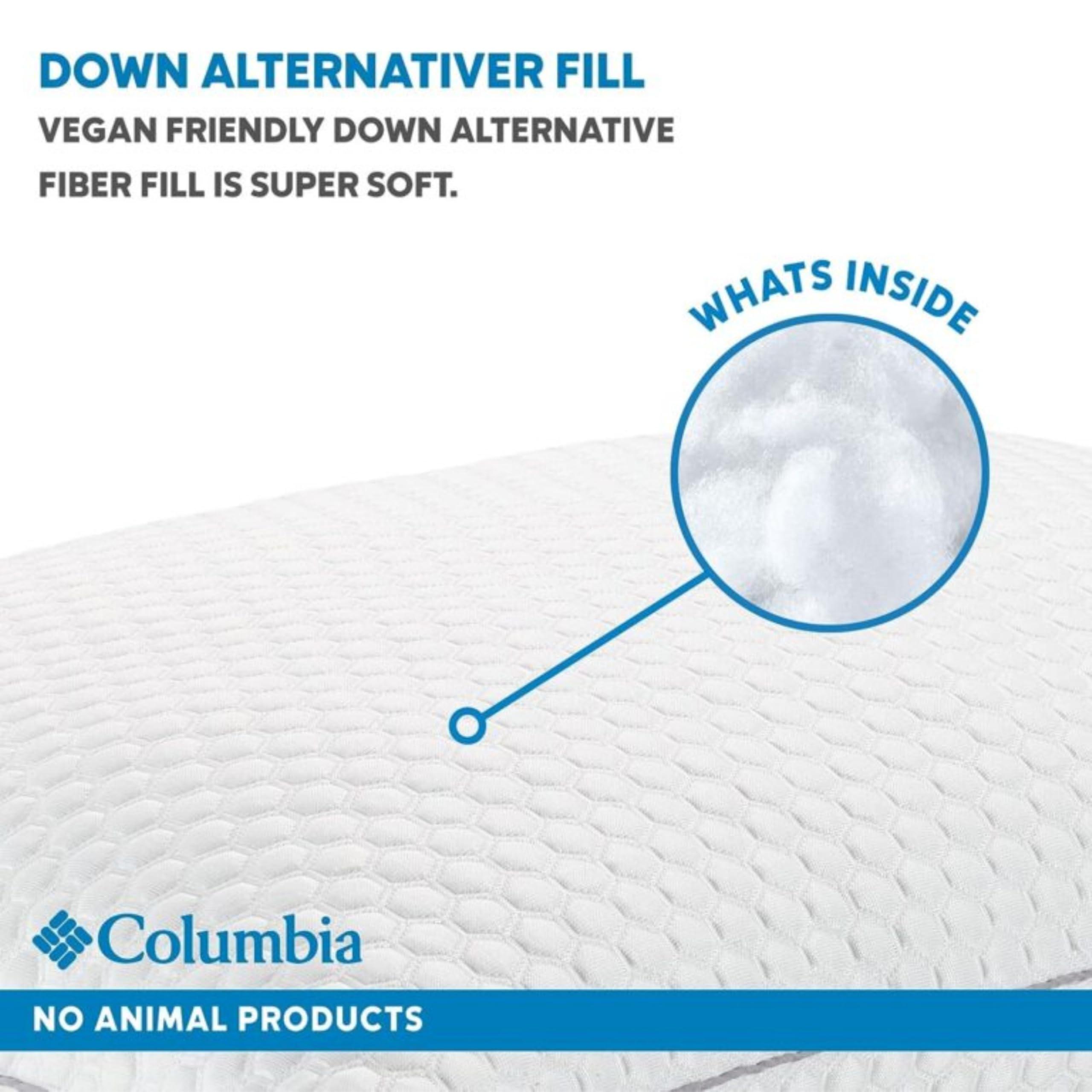 Columbia Columbia Comfort Ice Fiber Side Sleeper Down Alternative Bed Pillow with Polyester Fiberfill, Supportive and Cozy Instant Cooling Double Sided Breathable Cover, White, Standard/Queen Pack of 1