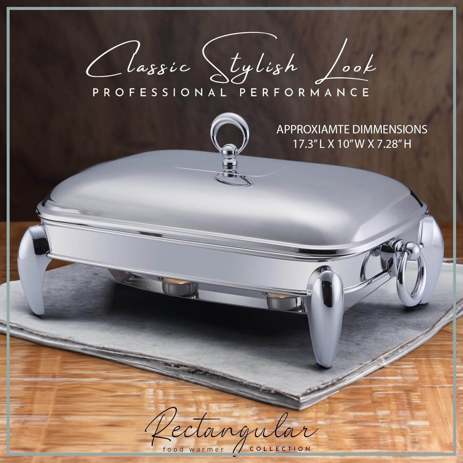 Galashield 3 QT Chafing Dish Buffet Set | Food Warmers for Parties Buffet, Oven Safe Glass Serving Dish with Stainless Steel Base and Cover